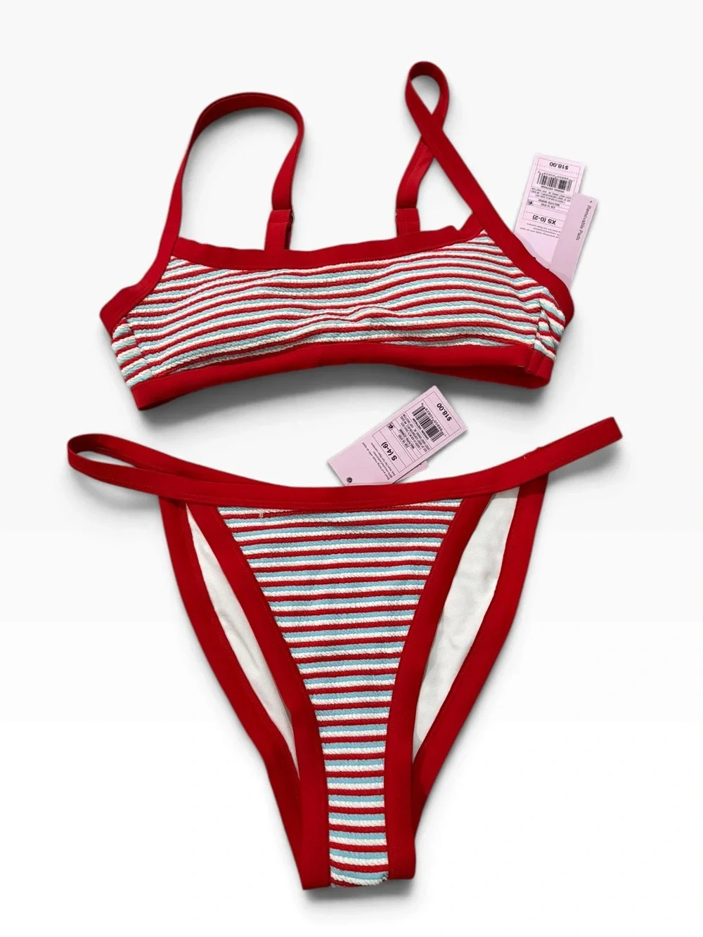 Wild Fable Red, White & Blue Striped Bikini XS/S- Low-Rise High-Leg Extra Cheeky